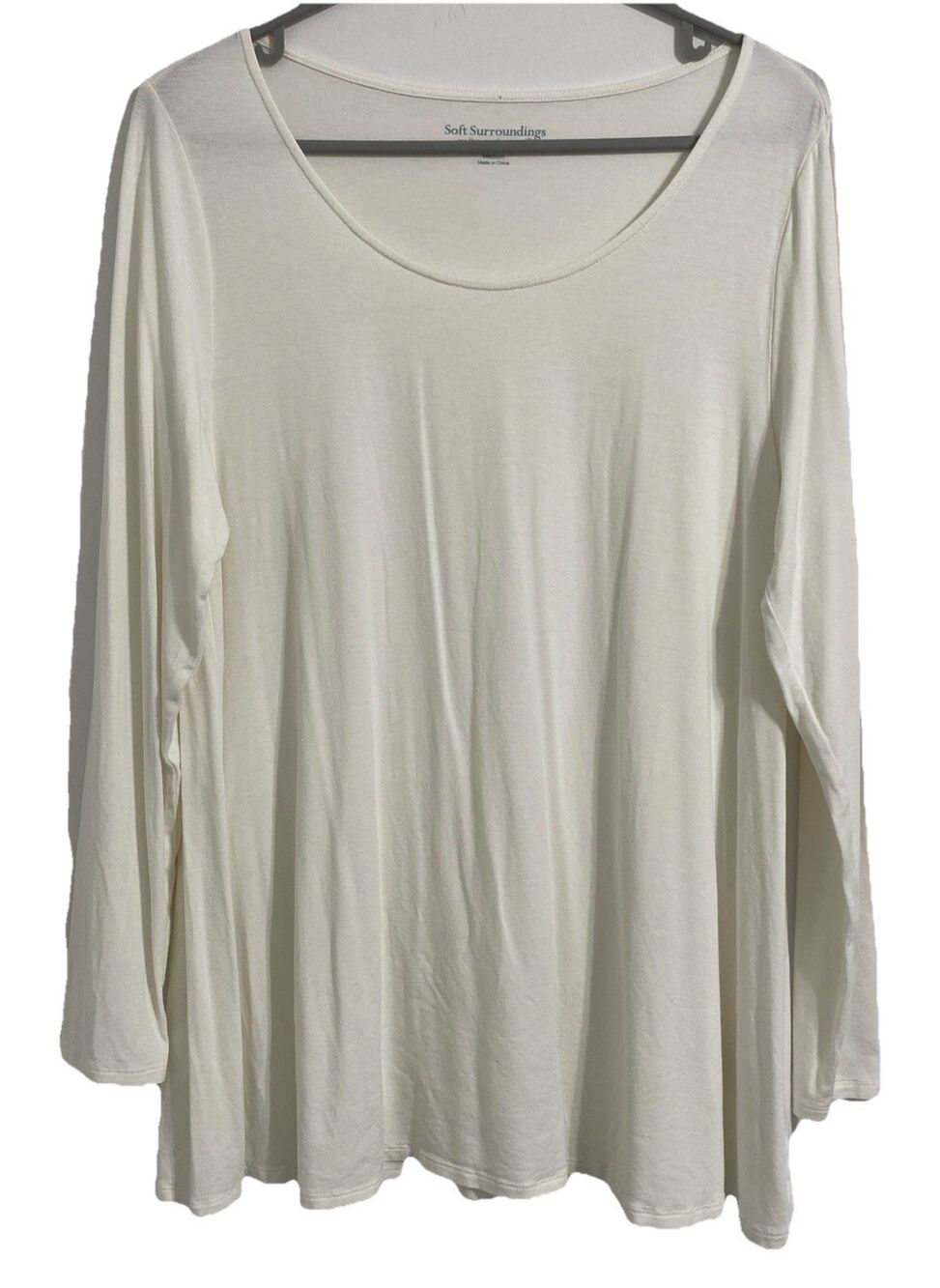 Soft Surroundings Shirt Women's M 8 10 Off White Ivory Long Sleeve Tunic T-shirt